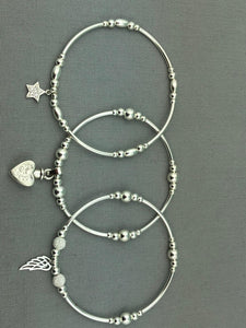 Sterling Silver Crystal Star Stacking Bracelet