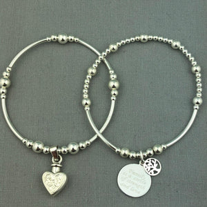 Sterling Silver Vintage Heart Cremation Urn Stacking Bracelet