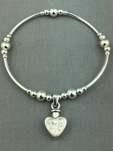 Sterling Silver Vintage Heart Cremation Urn Stacking Bracelet