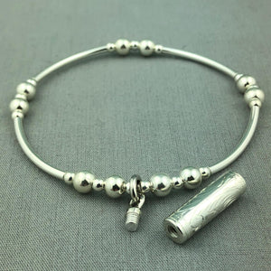 Silver Urn Ashes Cylinder Pendant Stacking Bracelet | Love to Treasure