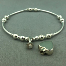 Sterling Silver Heart Cremation Urn Stacking Bracelet