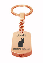 Personalised Cat Rose Gold Cremation Urn Keychain Keyring
