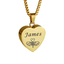 Personalised Patterned Gold Heart Cremation Urn Pendant