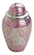 Miniature Pink and Silver Butterfly Keepsake Urn