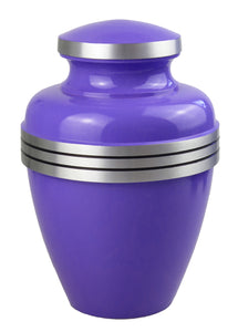 Large Aluminium Classic Purple and Silver Adult Urn with Optional Personalised Engraving