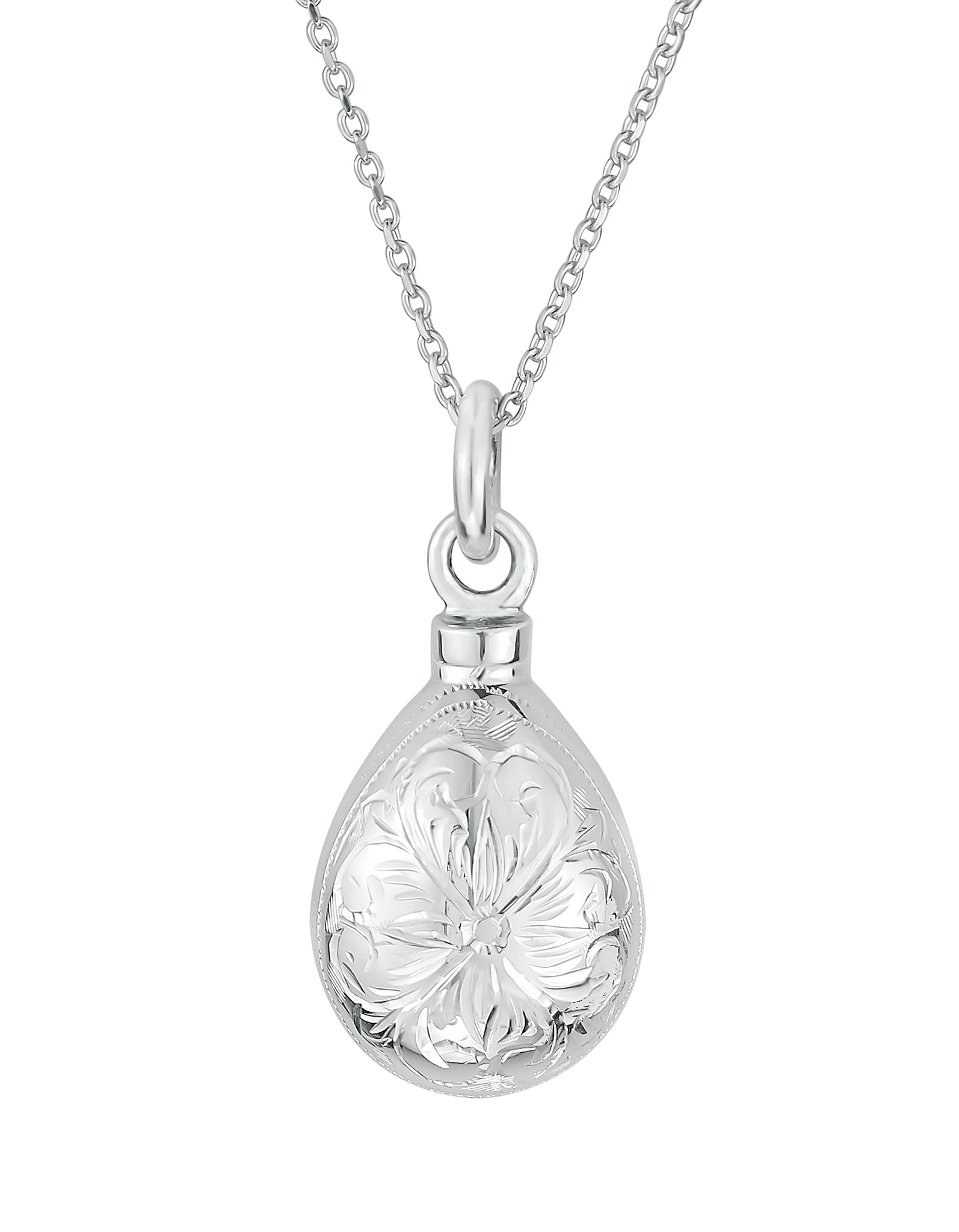 Sterling Silver Large Vintage Teardrop Cremation Urn Pendant