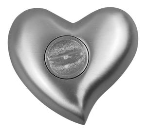 Silver Elegant Heart Brass Keepsake Urn with Optional Personalisation