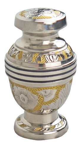 Miniature Silver and Gold Vintage Pattern Keepsake Urn
