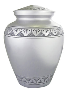Large Aluminium Silver and Black Adult Urn with Optional Personalisation