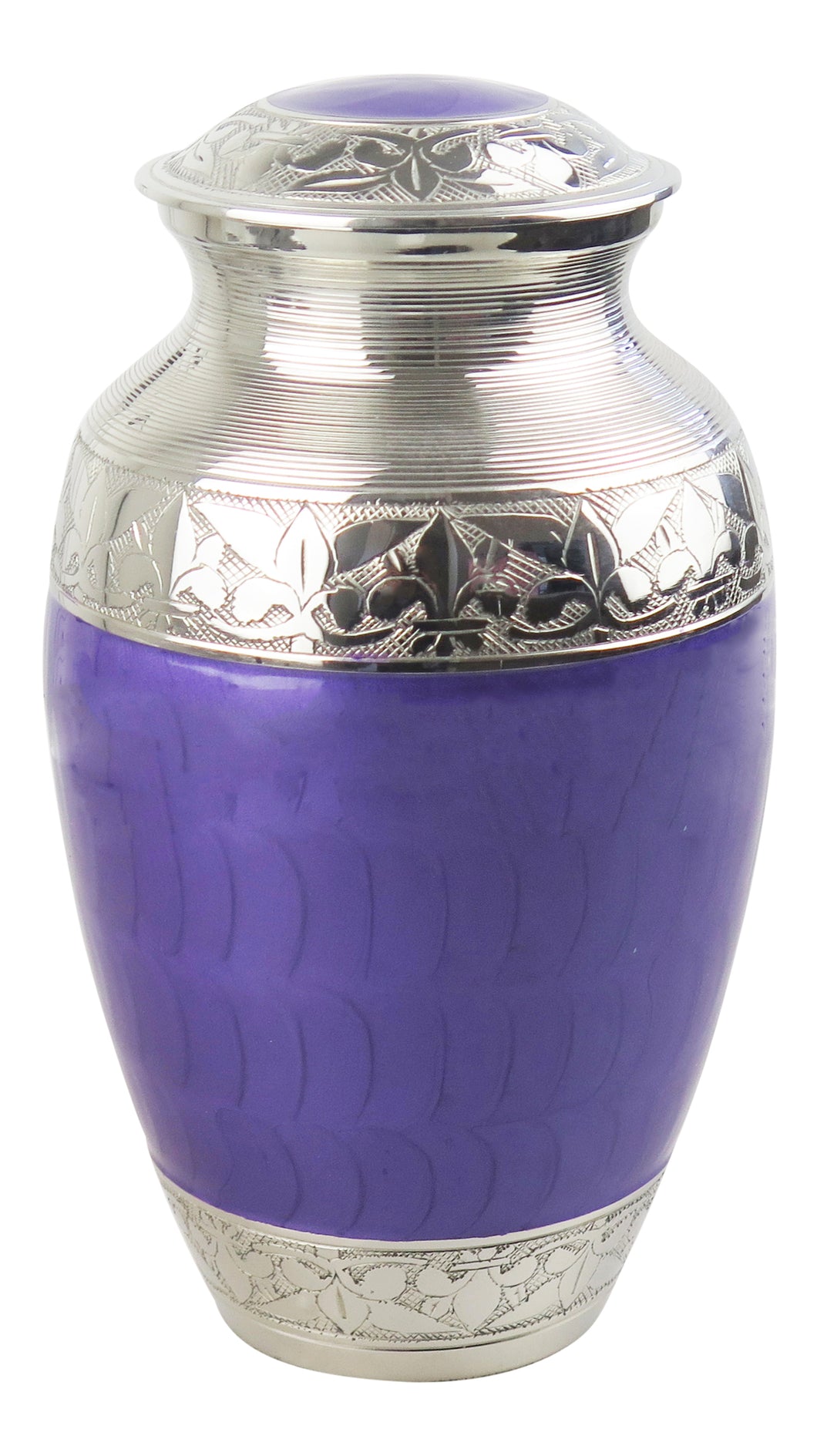 Large Silver with Purple Enamel Adult Brass Urn