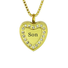 Son Crystal Gold Heart Cremation Urn Pendant