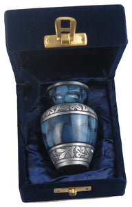 Miniature Blue Pattern with Silver Keepsake Urn