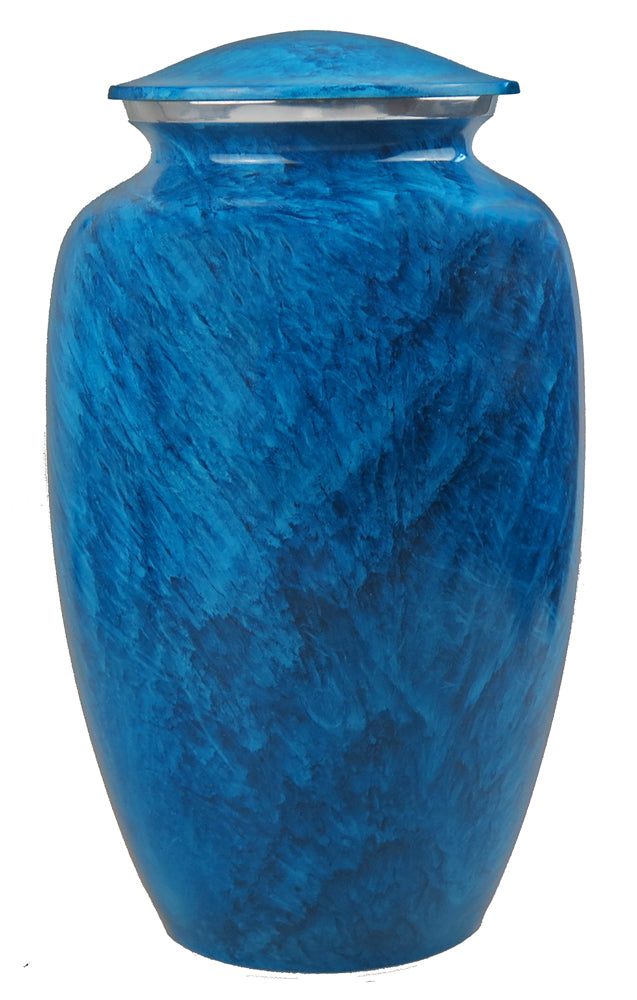 Large Aluminium Turquoise Blue Marble Effect Adult Urn