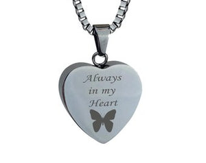 Always in my heart Butterfly Cremation Urn Pendant