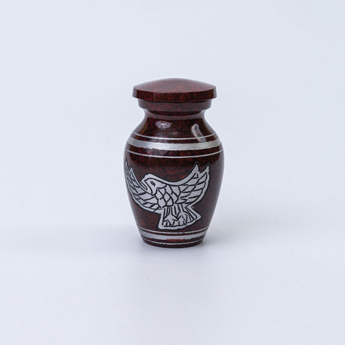 Miniature Red and Silver Bird Keepsake Urn