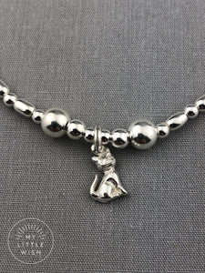 Sterling Silver Cat Design Stacking Bracelet