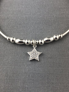 Sterling Silver Crystal Star Stacking Bracelet