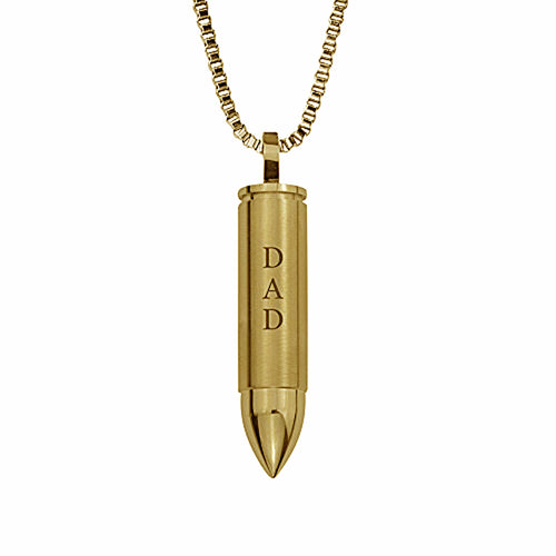 Dad Gold Bullet Cremation Urn Pendant