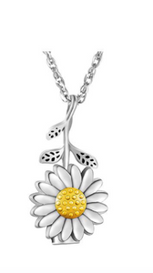 Silver and Gold Sunflower Cremation Urn Pendant