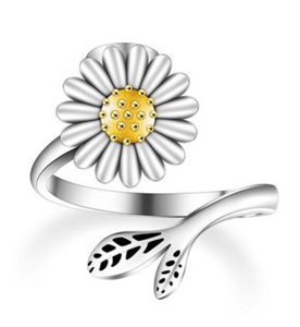 Silver and Gold Sunflower Cremation Urn Ring