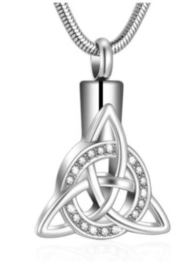 Silver Celtic Trinity Knot Urn Pendant Necklace  Cremation Urn Pendant