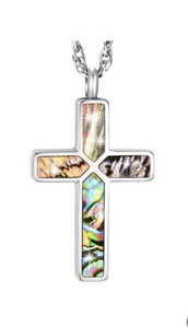 Cross with Silver and Murano Glass - Cremation Urn Pendant
