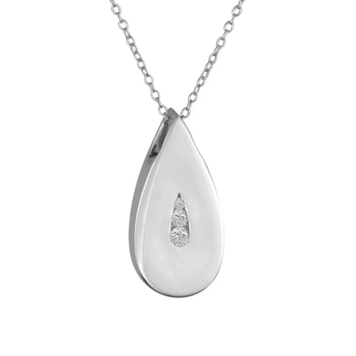 Sterling Silver 3 Crystal Teardrop Cremation Ashes Urn Pendant Necklace