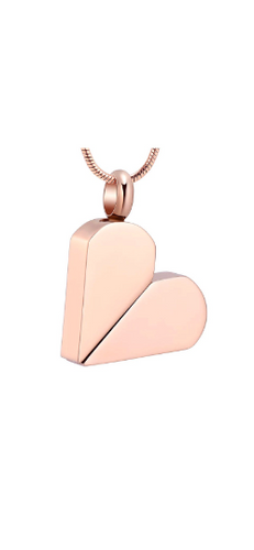 Rose Gold Rotatable Heart to Tag Cremation Urn Pendant - Optional Personalisation