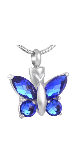 Blue Butterfly Cremation Urn Pendant