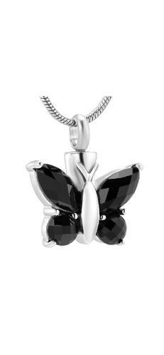 Black Butterfly Cremation Urn Pendant