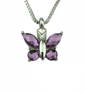 Purple Butterfly Cremation Urn Pendant