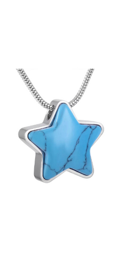 Blue Star Cremation Urn Pendant