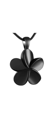 Black Five Petaled Flower Cremation Urn Pendant