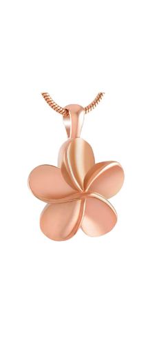 Rose Gold Five Petaled Flower Cremation Urn Pendant