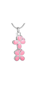 Pink Double Flower Cremation Urn Pendant