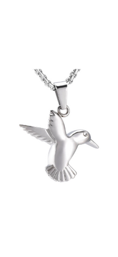 Silver Hummingbird Cremation Urn Pendant