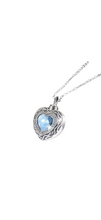 Sterling Silver Blue Crystal Heart Cremation Urn Pendant