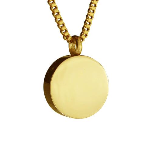 Gold Classic Round Cremation Urn Pendant