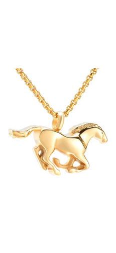 Gold Running Horse Pendant Cremation Urn Pendant