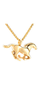 Gold Running Horse Pendant Cremation Urn Pendant