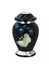 Mini Black Silver Butterfly Personalised Ashes Urn | Love to Treasure