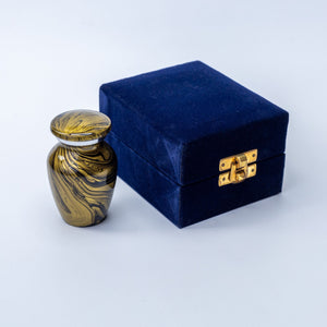 Miniature Gold and Black Marble Effect Keepsake Urn
