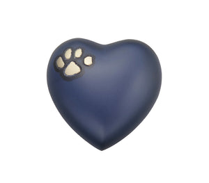 Golden Paw on Blue Heart Brass Keepsake Urn