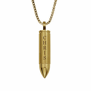 Personalised Gold Bullet Cremation Urn Pendant