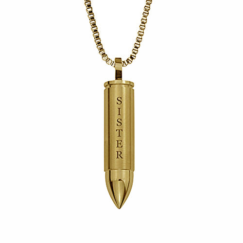 Sister Gold Bullet Cremation Urn Pendant