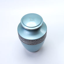 Pale Aqua and Silver Adult Urn with Optional Personalised Engraving