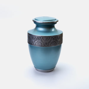 Pale Aqua and Silver Adult Urn with Optional Personalised Engraving
