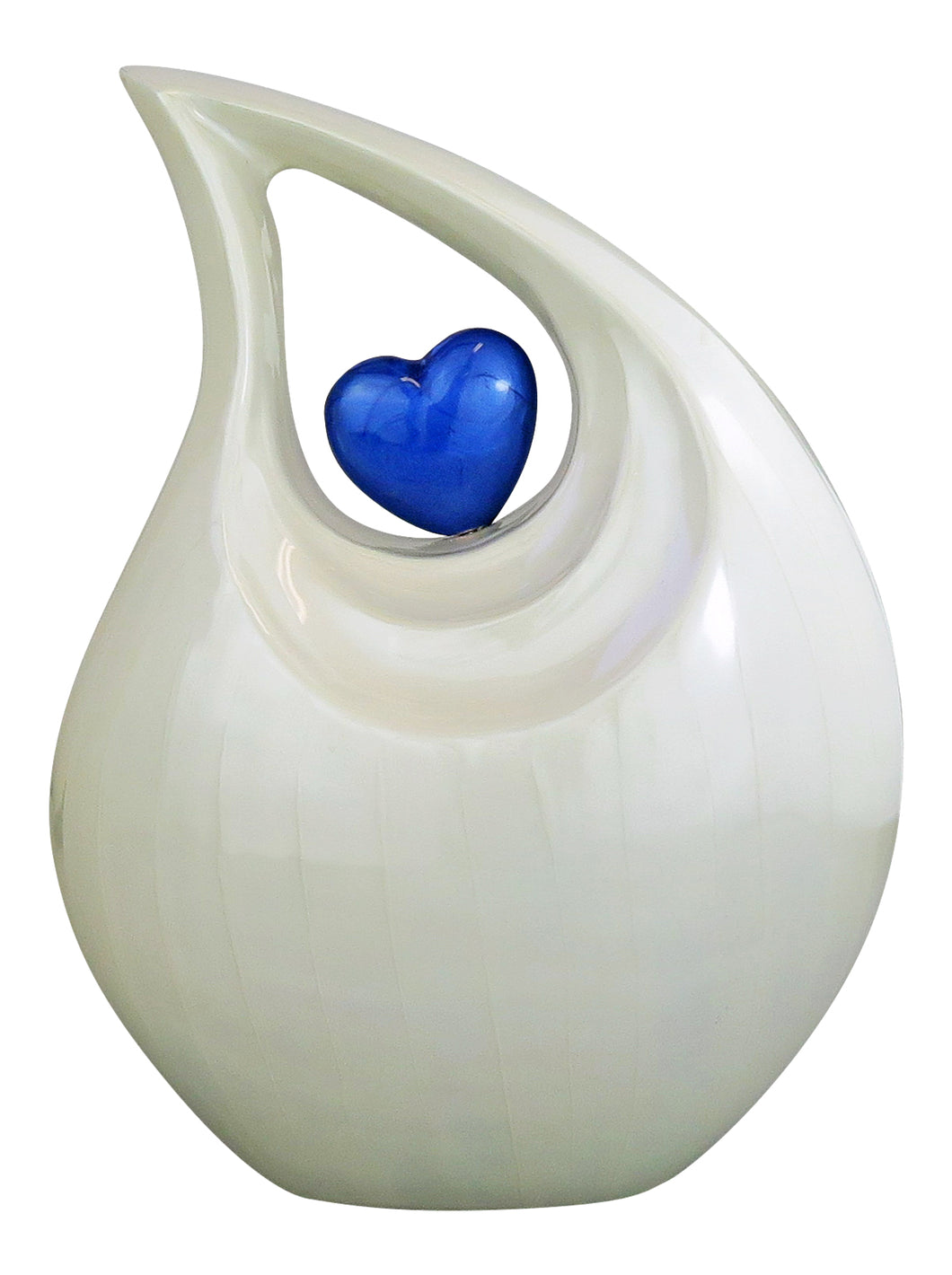 Large Pearl Enamel Heart Teardrop Adult Urn for Ashes by Love to Treasure