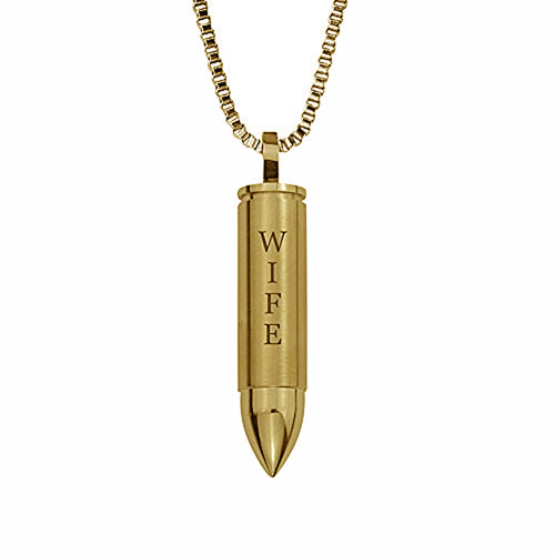 Wife Gold Bullet Cremation Urn Pendant